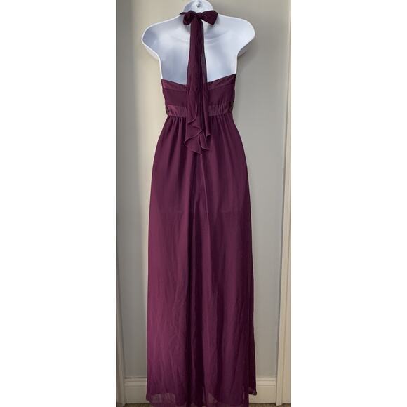 VTG Y2K Jessica McClintock Empire Dress 12 Plum Halter Chiffon Prom Bridesmaid - Picture 3 of 16